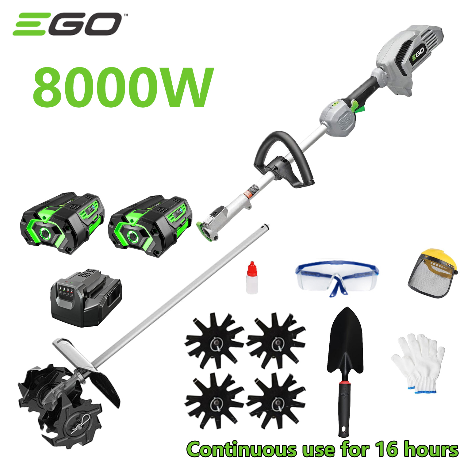 Cultivador 8000W + 2 baterias 96V + carregamento rápido + cultivador motorizado + conjunto completo de acessórios